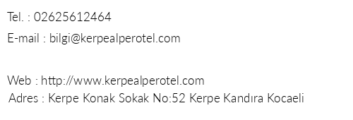 Kerpe Alper Otel telefon numaralar, faks, e-mail, posta adresi ve iletiim bilgileri